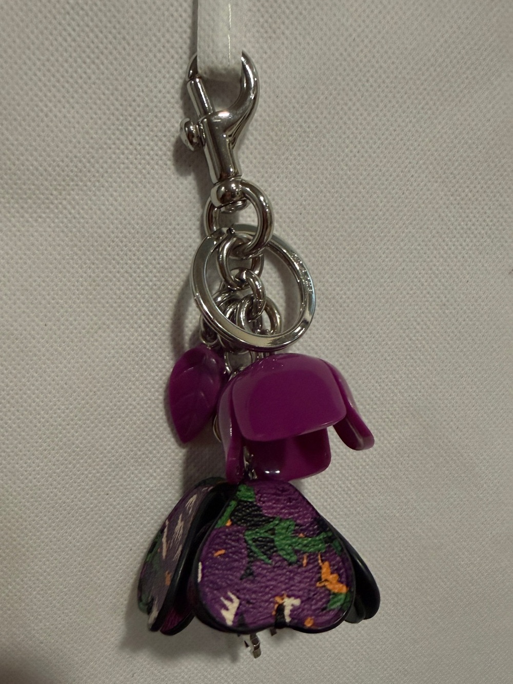 Coach Purple Floral Petal Keychain Charm - Picture 2 of 3